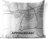 Coussin de jardin - Plan de la ville - Appingedam - Grijs - Wit - 40x40 cm - Résistant aux intempéries