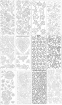 Set de feuilles d'autocollants pelables n° 24 - 12 pièces - Animaux et Fleurs - Doré