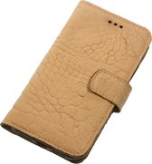 Made-NL Samsung Galaxy A51 Handgemaakte book case off white krokodillenprint robuuste hoesje