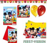 Mickey Mouse verjaardag pakket uitnodigingen, Happy Birthday slinger, tafelkleed, servetten, ballonnen en uitdeelzakjes