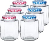 Set van 6 stuks glazen weckpotten/inmaakpotten met schroefdop 450 ml - Jampotjes met draaideksel - Voorraadpotten met draaidop