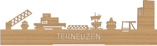 Standing Skyline Terneuzen Bamboe hout - 40 cm - Woon decoratie om neer te zetten en om op te hangen - Meer steden beschikbaar - Cadeau voor hem - Cadeau voor haar - Jubileum - Verjaardag - Housewarming - Aandenken aan stad - WoodWideCities