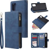 Luxe Telefoonhoesje voor Samsung Galaxy A71 | Hoogwaardig Leren Bookcase | Lederen Wallet Case | Luxe Uitstraling | Pasjeshouder 6 stuks | Portemonnee | Rits | Blauw