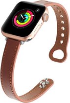 Geschikt voor Apple Watch bandje 38 / 40 / 41 mm - Series 1 2 3 4 5 6 7 8 SE - Smartwatch iWatch horloge band - 38mm 40mm 41mm - Fungus - PU Leer - Bruin - Dun