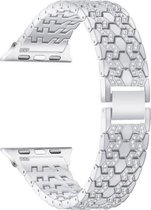 Geschikt voor Apple Watch bandje 42 / 44 / 45 / 49 mm - Series 1 2 3 4 5 6 7 8 SE Ultra - Smartwatch iWatch horloge band - 42mm 44mm 45mm 49mm - Fungus - RVS metaal - Zilver - Glit