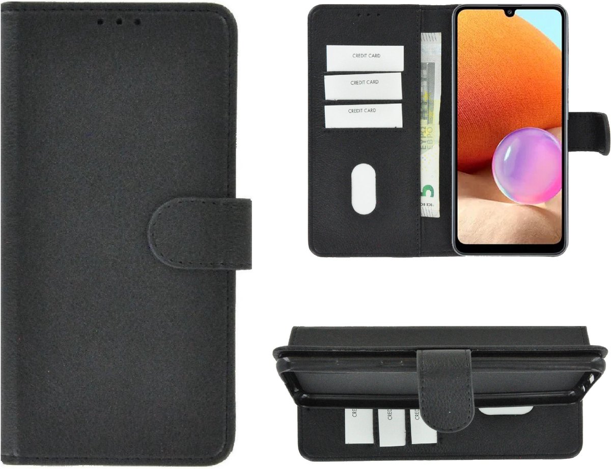 Hoesje Geschikt voor Samsung Galaxy A32 - 4G - Book Case Wallet Zwart Cover