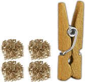 Relaxdays 576x mini knijpers - houten knijpers - knijpertjes - wasknijpers - goud