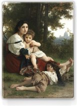 Rust - William Adolphe Bouguereau - 19,5 x 26 cm - Niet van echt te onderscheiden houten schilderijtje - Mooier dan een schilderij op canvas - Laqueprint.