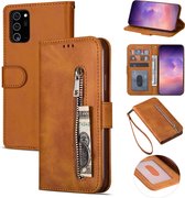 Luxe Telefoonhoesje voor Samsung Galaxy A52 | Hoogwaardig Leren Bookcase | Pasjeshouder | Cognac bruin