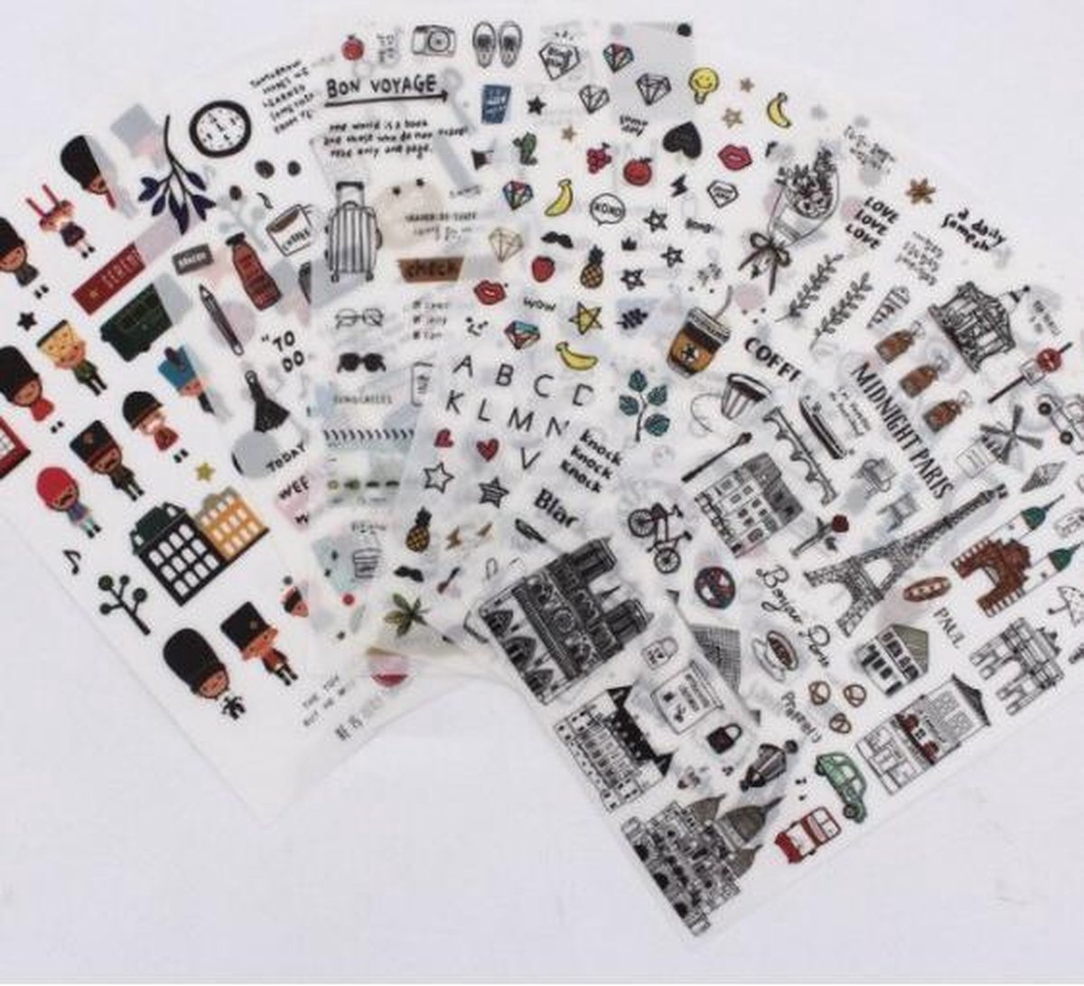 Washi Stickers Parijs – 6 Vellen Met Stickers – Thema Parijs En Vakantie – Bullet Journal – Stickers Voor Volwassenen – Scrapbooking – Agenda Stickers – Decoratie Sticker Washi Tape