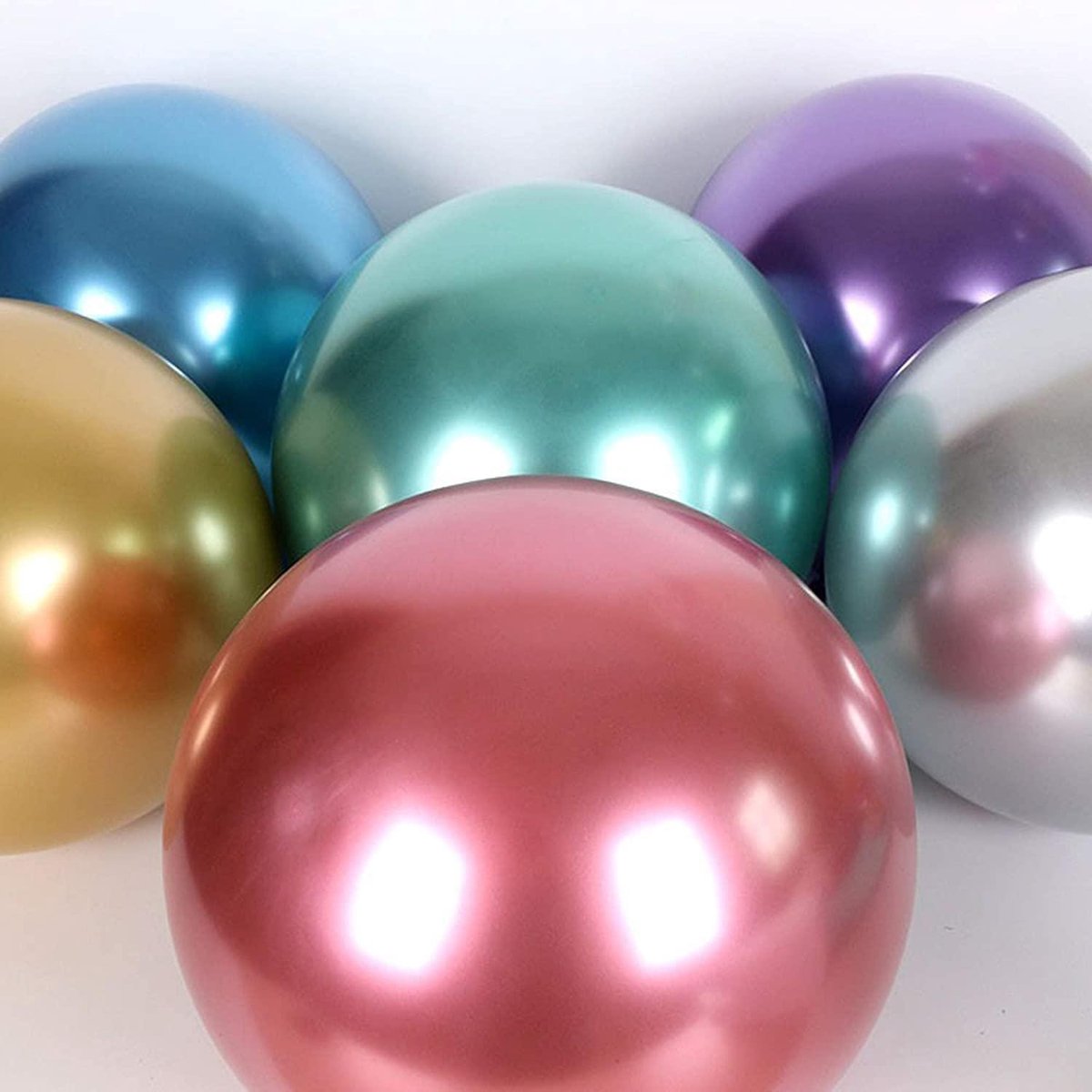 50x Set de Ballons de Fête à l'hélium de Confettis en papier métallisé  chromé 