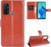 Voor OPPO Reno5 EEN Crazy Horse Textuur Horizontale Flip Lederen Case met Houder & Kaartsleuven & Lanyard (Bruin)