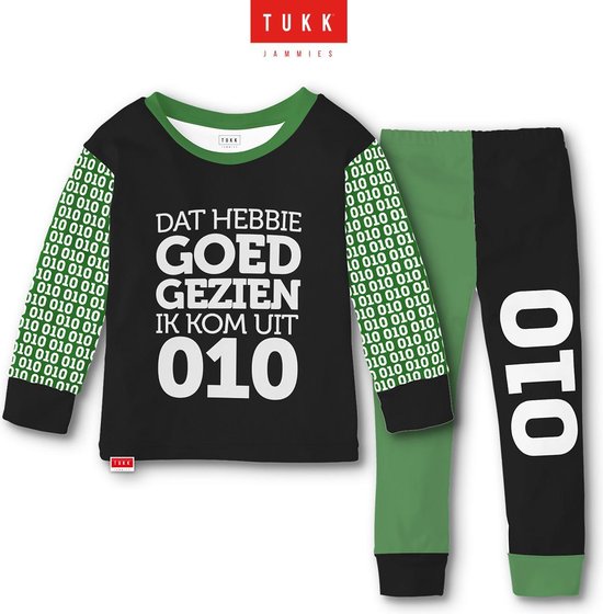 Tukk jammies Rotterdam groen/zwart pyjama mt. 116