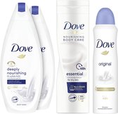 Dove Original Set - Douchegel + Anti-transpirant Deodorant Spray + Body Lotion - Voordeelverpakking