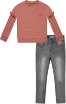 Koko Noko BIO Basics Set(2delig) Jeans Nelly Grey en Sweater Nova Dusty Pink - Maat 122/128