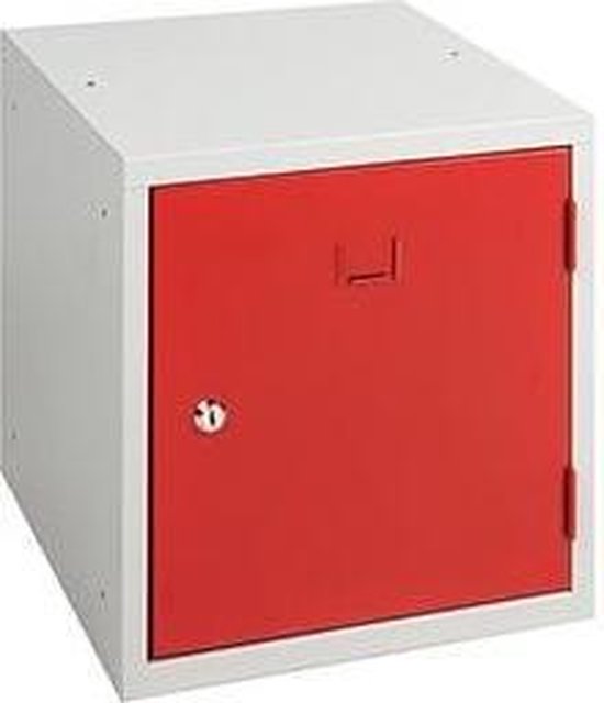 ABC Kantoormeubelen (set van 2 stuks) 1-deurs stapelbare lockerkast rood met hangoogsluiting (zonder hangslot)