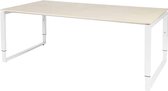 Vergadertafel - Verstelbaar - 200x100 Eiken - wit frame
