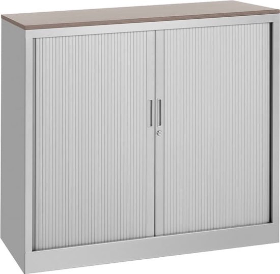 ABC Kantoormeubelen roldeurkast 105x120x43cm bladkleur logan eiken framekleur licht grijs (ral 7035)