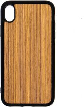 Apple Iphone XR Houten GSM Hoesje Teak Hout Shockproof TPU Case Hoes Uniek Design Telefoon Zwart Protection Geschenk Kerstmis Vaderdag Moederdag Verjaardag