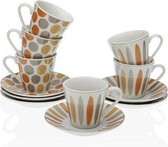 Set van Kopje met Schotel Ava Koffie Porselein (6 pcs)