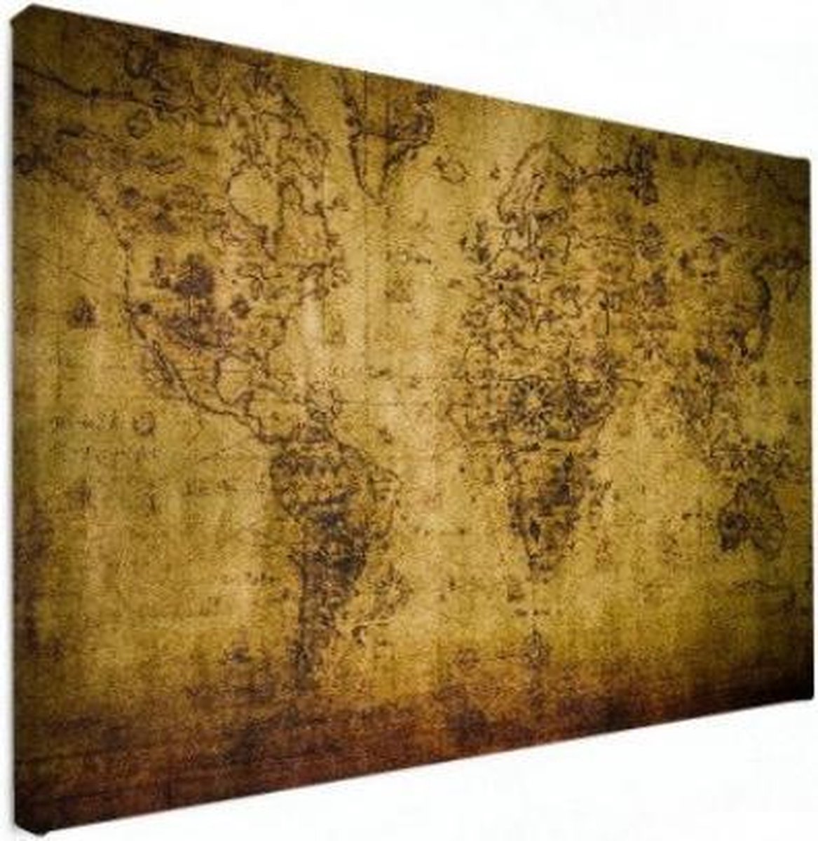 Wereldkaart Getekend - Canvas 40x30