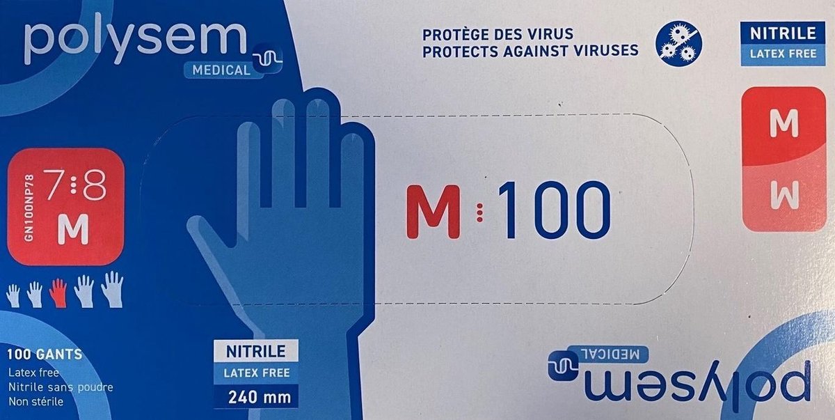Goedkoopste Polysem Nitril Handschoenen Maat L 100ST