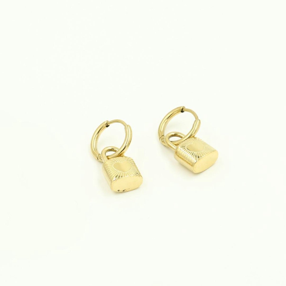 Oorbellen Heart Lock - Michelle Bijoux - Oorbellen - One size - Goud