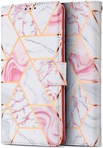 Roze Marmer Kunstleer Hoes iPhone 11