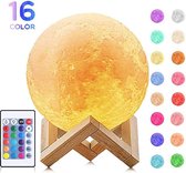 Framehack Maanlamp 3D - 20 cm - Tafellamp - Sierlamp - Accu 15 uur - Moon Lamp - 16 dimbare LED kleuren en Afstandsbediening