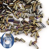Bugles glas kralen, 4 - 4,5 mm, +/- 625 stuks, multicolor plated