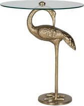 Bijzettafel Flamingo met glas/goud metaal (r-000SP38363)