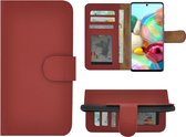 Hoesje Samsung Galaxy A71 - 4G - Bookcase Hoesje - Samsung A71 Wallet Book Case Echt Leer Rood Cover