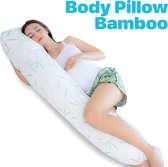 Ondersteunend Lichaamskussen bamboe tijk - 40 x 140cm - Wit - Body Pillow - Zwangerschapskussen - Body Pillow - Lichaamskussen - 140 cm - Voedingskussen - Zijslaapkussen - Sluimerrol - Afneembaar hoes premium body pillow lichaamskussen