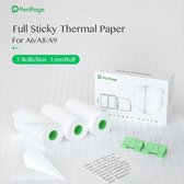 Peripage officieel wit sticker papier - 6 Rollen - A6 - Thermisch stickerpapier voor Peripage