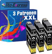 PlatinumSerie 3x inkt cartridge alternatief voor Epson T1291 Black