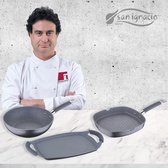 GRILL, wok en GRILLPLAAT, grijs, inductie aluminiumfolie GESMEDE