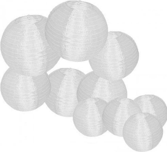 10 x Witte - Nylon - Lampionnen - 35 cm - Exclusief - Verlichting - Voor - Buiten