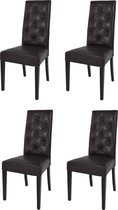 Tommychairs Chantal - Eetkamerstoelen - Set van 4 - Bruin - Kunstleer en Hout