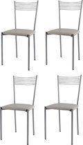 Tommychairs Elegance - Eetkamerstoelen - Set van 4 - Aluminium & Licht Grijs - Kunstleer