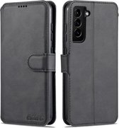 Voor Samsung Galaxy S21 FE 5G AZNS Kalf Textuur Horizontale Flip Leather Case met Houder & Kaartsleuven & Portemonnee & Fotolijst (Zwart)