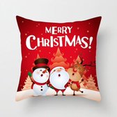 Kerst Kussenhoes met zingende Kerstman, sneeuwpop en rendier (45x45)