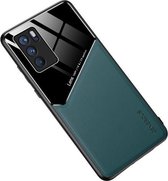 Voor OPPO Reno6 Pro 5G All-inclusive leer + beschermhoes van organisch glas met metalen ijzeren plaat (donkergroen)