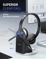Mpow HC5 Pro Draadloze Hoofdtelefoon Bluetooth 5.0 Headset W/CVC8.0 Noise Cancelling Microfoon Charge Base Usb Adapter Computer Hoofdtelefoon