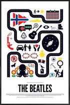 JUNIQE - Poster in kunststof lijst The Beatles -30x45 /Blauw & Rood
