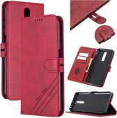 Voor Xiaomi Redmi K30 Stiksels Stijl 2-Kleur Koe Textuur Horizontale Flip PU Lederen Case met Houder & Kaartsleuf & Lanyard (Rood)