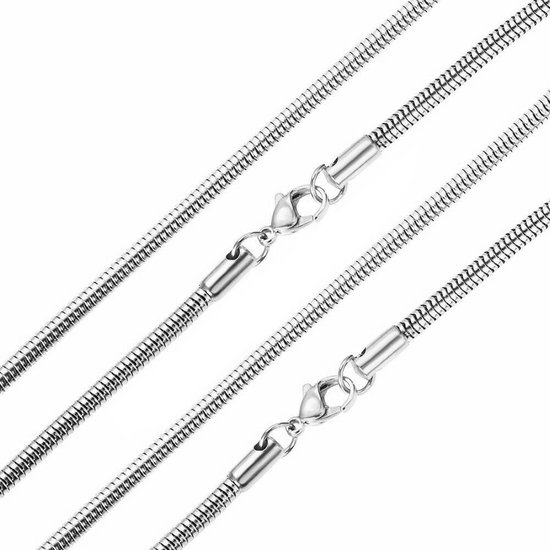 Fako Bijoux® - Ketting - Slang Schakel - Snake Chain - RVS - Stainless Steel - 3.2mm - 55cm - Zilverkleurig