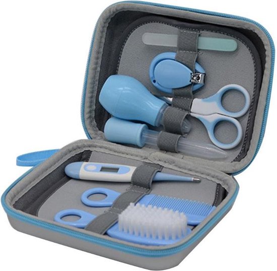 9-delige Baby Verzorgingsset - BLAUW - Baby Borstel - Baby Verzorgingsproducten - Nagelset - Manicure set - Kraam cadeau - Incl. Opberg/-Reisdoosje van Lolzer — afbeelding 4