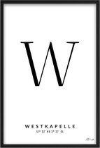 Poster Letter W Westkapelle A2 - 42 x 59,4 cm (Exclusief Lijst)