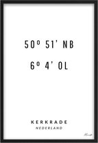 Poster Coördinaten Kerkrade A3 - 30 x 42 cm (Exclusief Lijst)