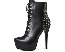 Studded laarzen met platform zool en stiletto hakken grote maat (45) zwart